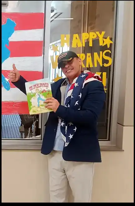 CEO and Veteran David Haave shares his patriotic Book for the nursing home VETS 2024 -- David Haave